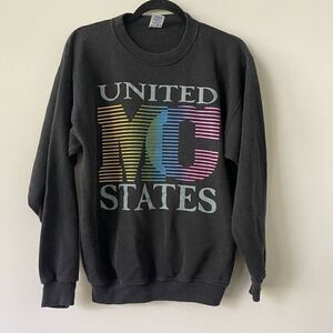 Vintage Soffe Sweats Women's Long Sleeve United States MC Print Black Sweater Si